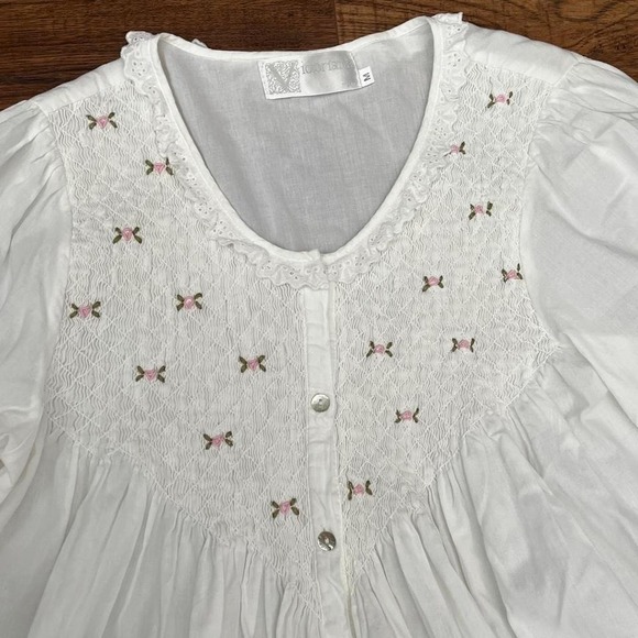 Victoriana White Cotton Prairie Dress Women M Cottagecore Coquette Lace Boho - Picture 2 of 7